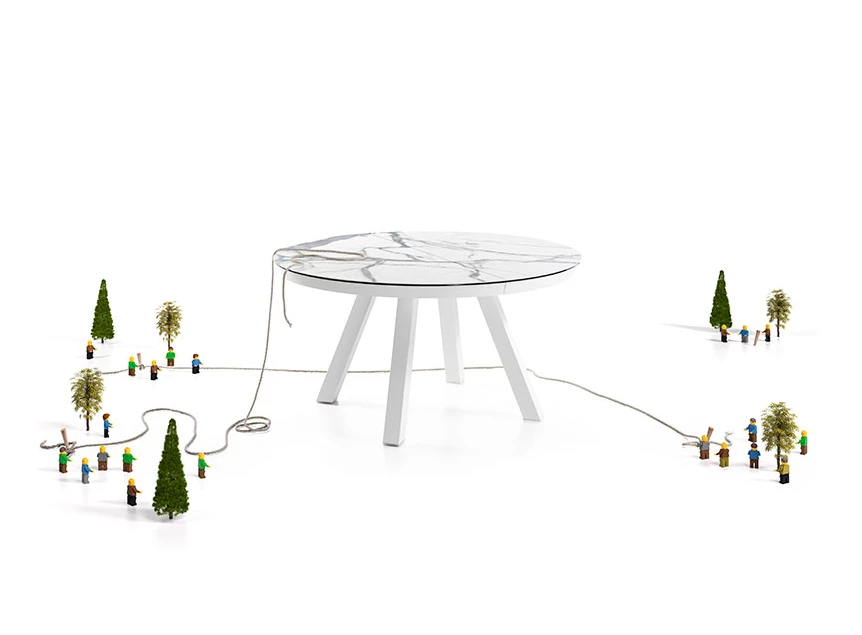 Esla elegant stabiliteit spaans design verlengbaar rond keramiek tafel eettafel mobliberica
