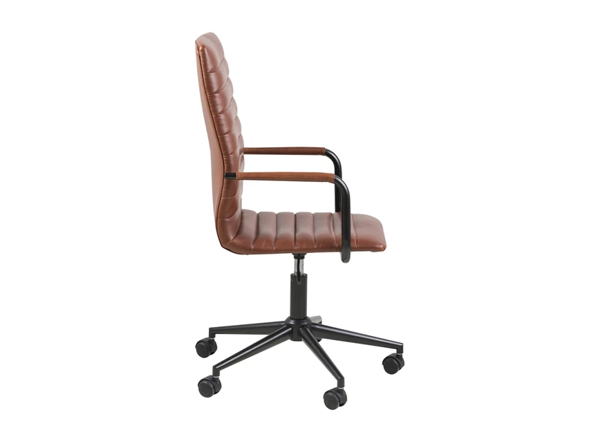 winslow metalen armen bureaustoel vintage brandy lederlook bureelstoel pu desk chair actona