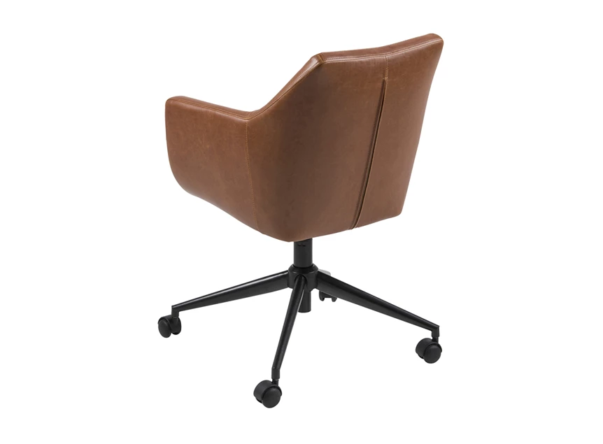 86938 bureaustoel Nora desk chair brandy lederlook vintage schuin aanzicht achterkant