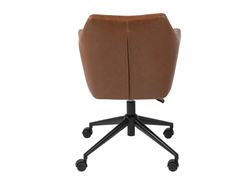 86938 bureaustoel Nora desk chair brandy lederlook vintage achteraanzicht