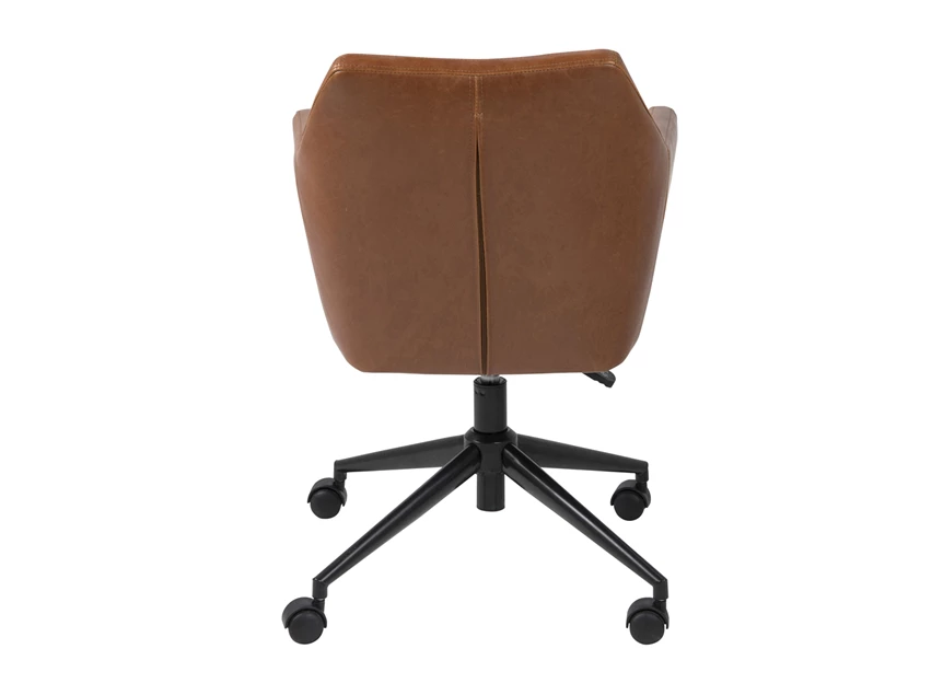 86938 bureaustoel Nora desk chair brandy lederlook vintage achteraanzicht