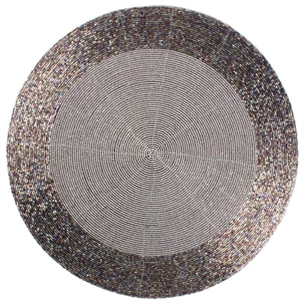 757010 placemat rond 35cm2-kleurig zilver kralen