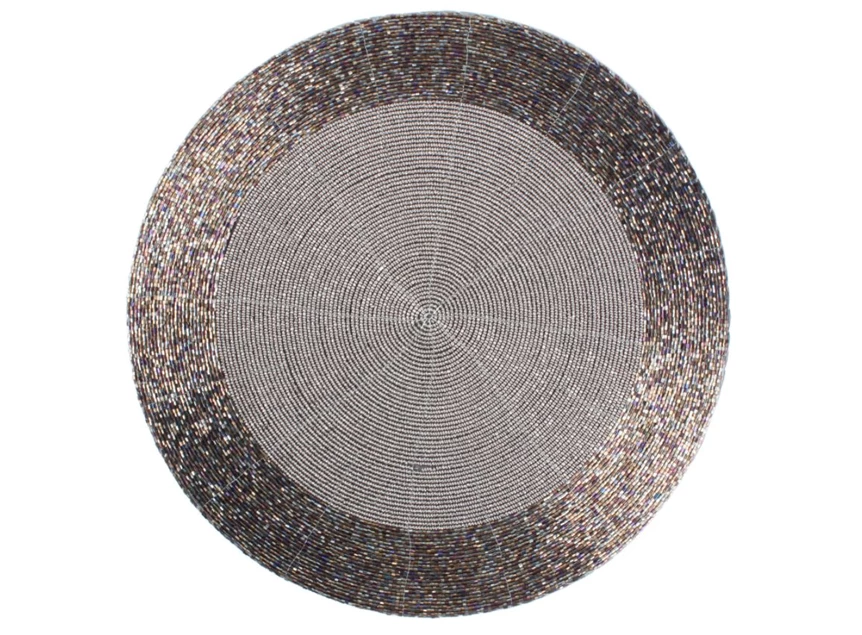 757010 placemat rond 35cm2-kleurig zilver kralen