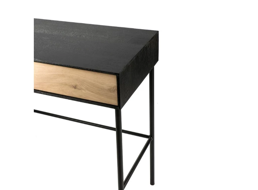 Detail bovenkant Oak Blackbird Desk 51478 bureau massiek eik hout zwart modern design Ethnicraft