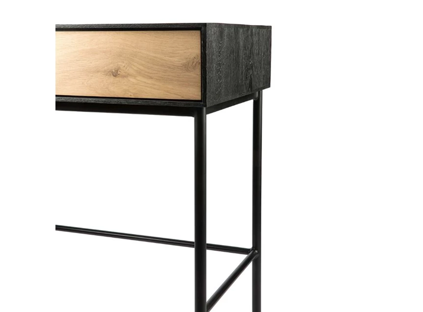 Detail zijkant Oak Blackbird Desk 51478 bureau massiek eik hout zwart modern design Ethnicraft