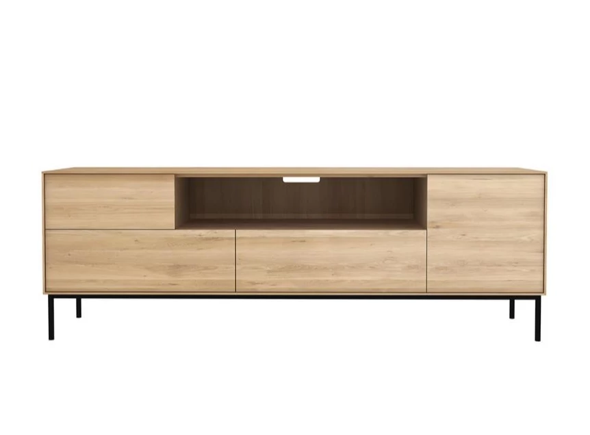 Oak Whitebird TV Cupboard 51466 tv-kast laden klapdeur open vak massief eik hout metaal modern design Ethnicraft	