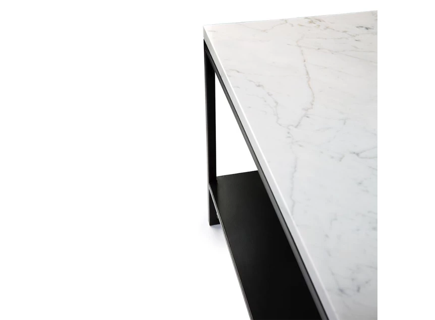 Detail zijkant Stone Coffee Table 60073 salontafel rechthoekig marble marmer carrara modern design Ethnicraft