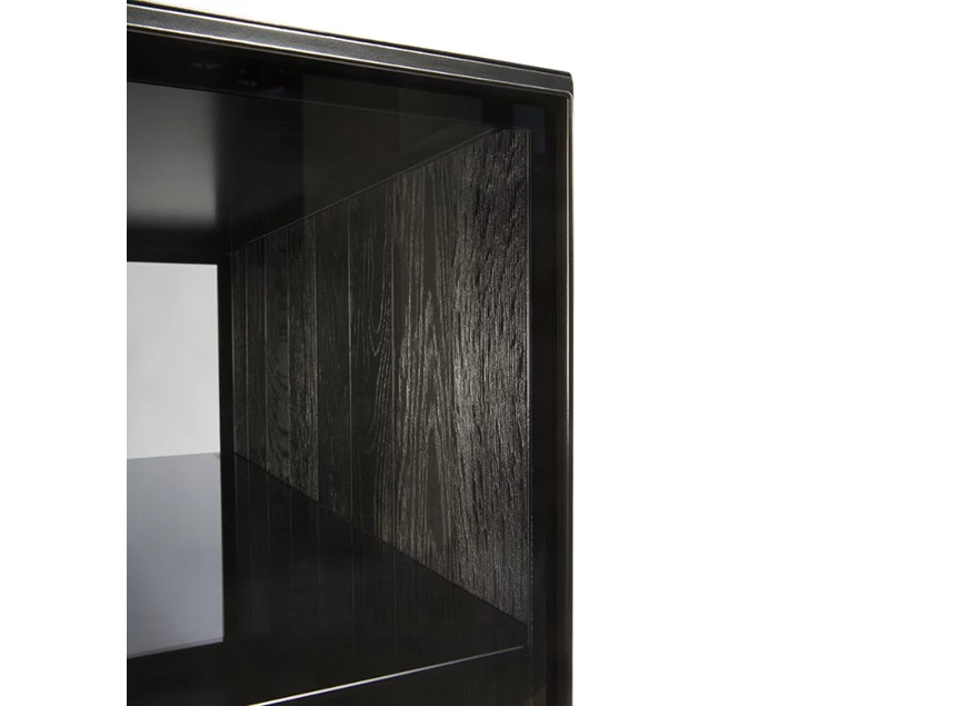 Zijkant Anders Cupboard high 60070 barkast vitrine legkast metaal hout glas modern design Ethnicraft	