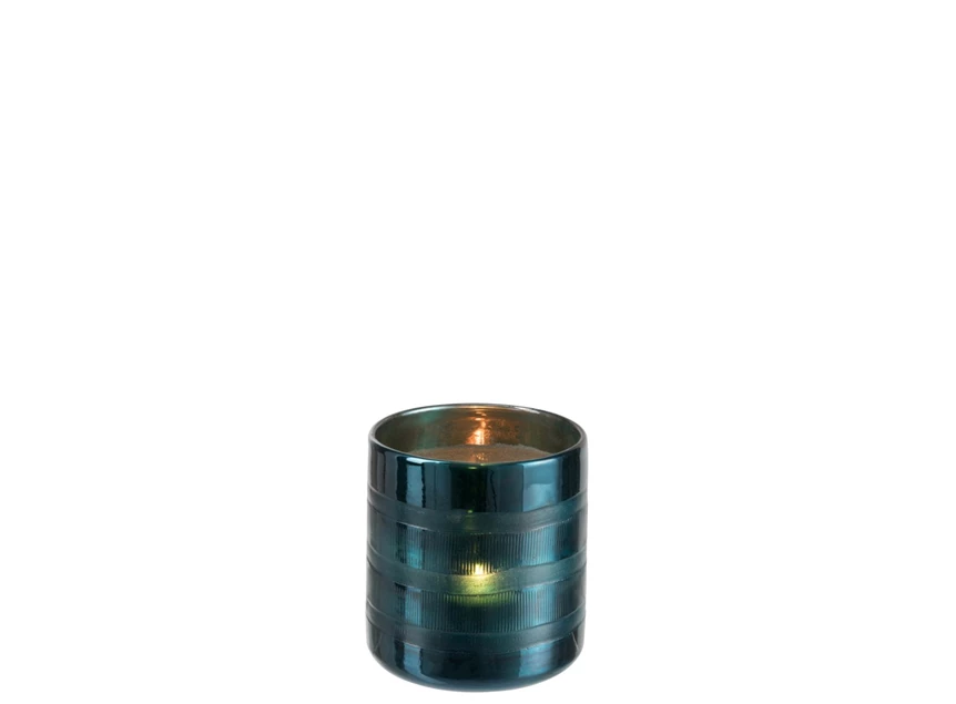 86531 J-Line Jolipa Windlicht Cilinder Blauw met kaars