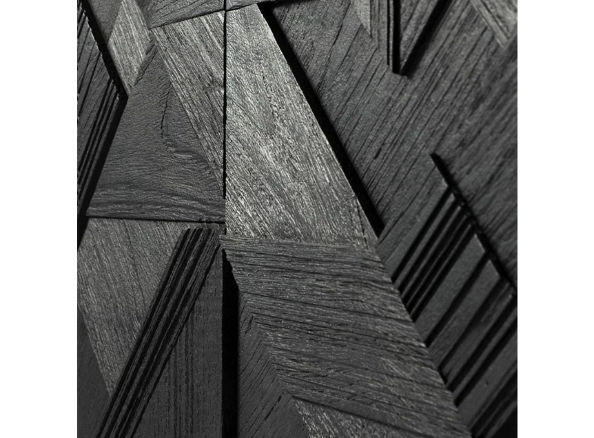 Detail zijkant Teak Graphic Sideboard dressoir zwart metaal 10062 Ethnicraft modern design	