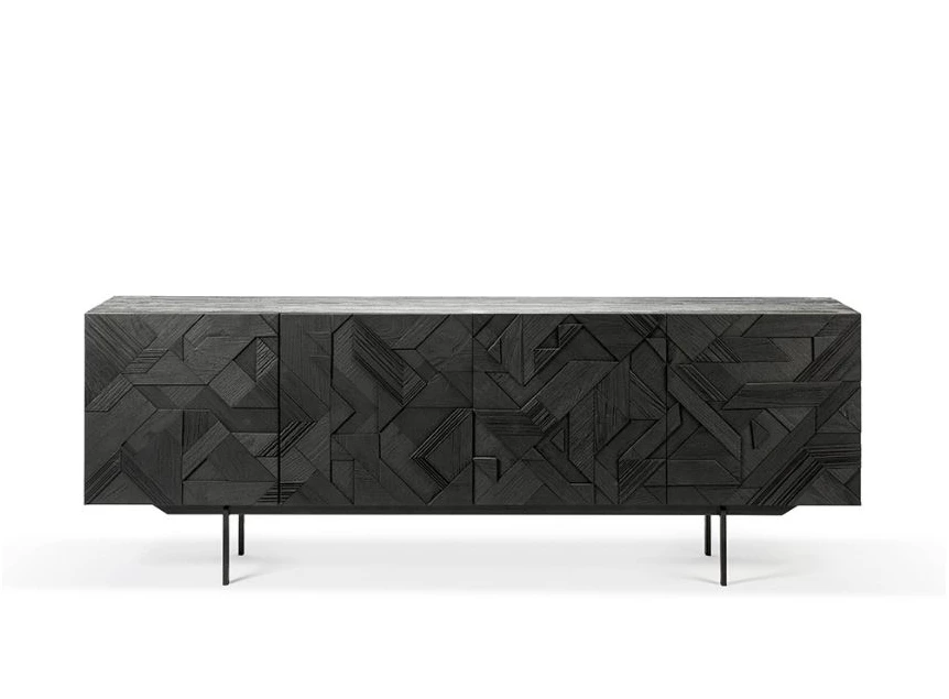 Teak Graphic Sideboard dressoir zwart metaal 10061 Ethnicraft modern design	
