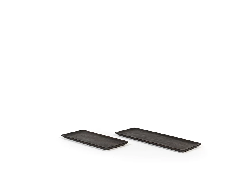 TH967 Dekocandle Wooden rectangular tray acacia black M