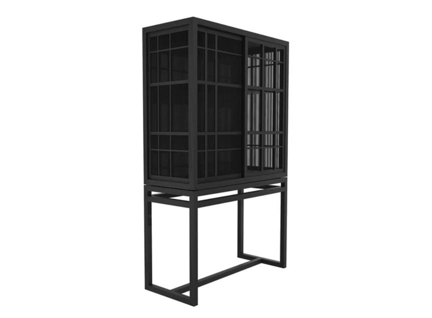 Zijkant Oak Burung Storage Cupboard 12345 sliding doors schuifdeuren black zwart massief eik hout modern design Ethnicraft	