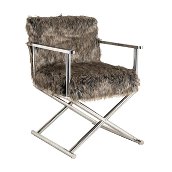Abbey chair faux fur nep bont regisseursstoel richmond interiors zilverkleurig onderstel metaal s4401 grey