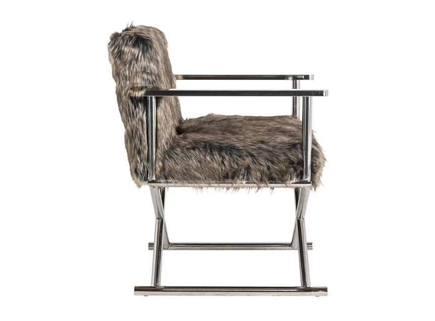 Abbey chair faux fur zilverkleurig onderstel metaal s4401 grey nep bont regisseursstoel richmond interiors