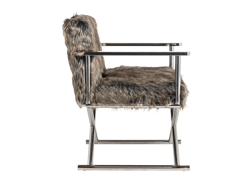 Abbey chair faux fur zilverkleurig onderstel metaal s4401 grey nep bont regisseursstoel richmond interiors