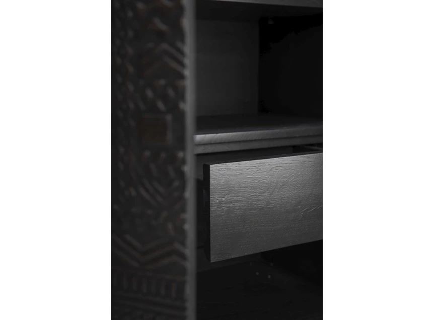 Lade Teak Tabwa Storage Cupboard 12184 Ancestors Afrika etnisch legkast hout metaal zwart modern design Ethnicraft	