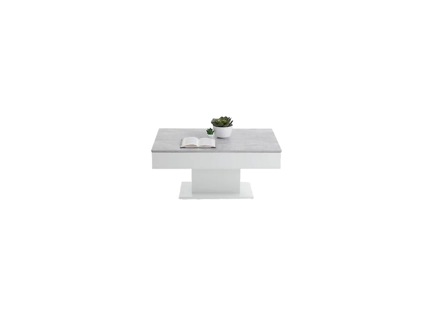 Avola 2 salontafel spaanplaat betonoptiek witte hoogglans opbergvak fmd möbel 672-002 budget