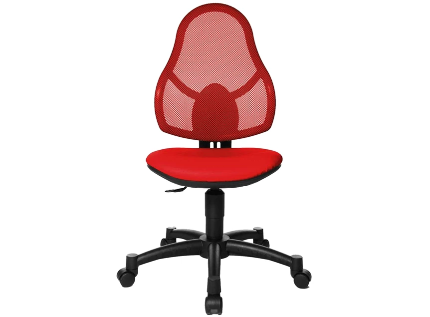 Open Art Junior topstar bureaustoel zwart wielen hoogte rugleuning mesh rood 71430S01 verstelbaar