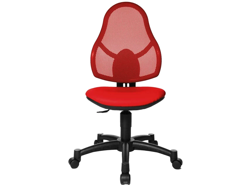 Open Art Junior topstar bureaustoel zwart wielen hoogte rugleuning mesh rood 71430S01 verstelbaar