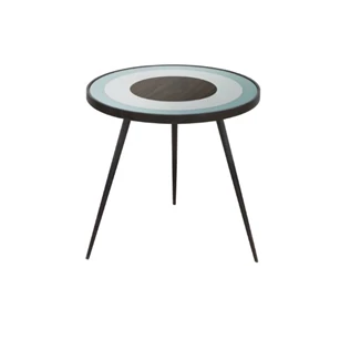 Sage Bullseye side table 20740 Notre Monde glas blauw walnoot metaal zwart	