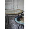 Inzoom Sage Bullseye side table 20740 Notre Monde glas blauw walnoot metaal zwart	
