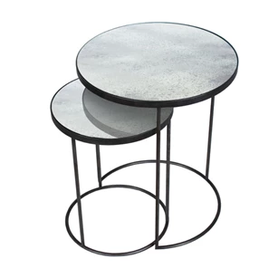 Clear Nesting Side Table 20723 Notre Monde glas metaal zwart	