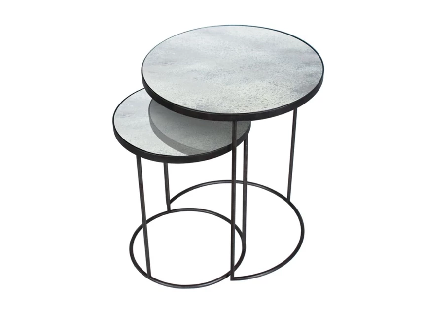 Clear Nesting Side Table 20723 Notre Monde glas metaal zwart	