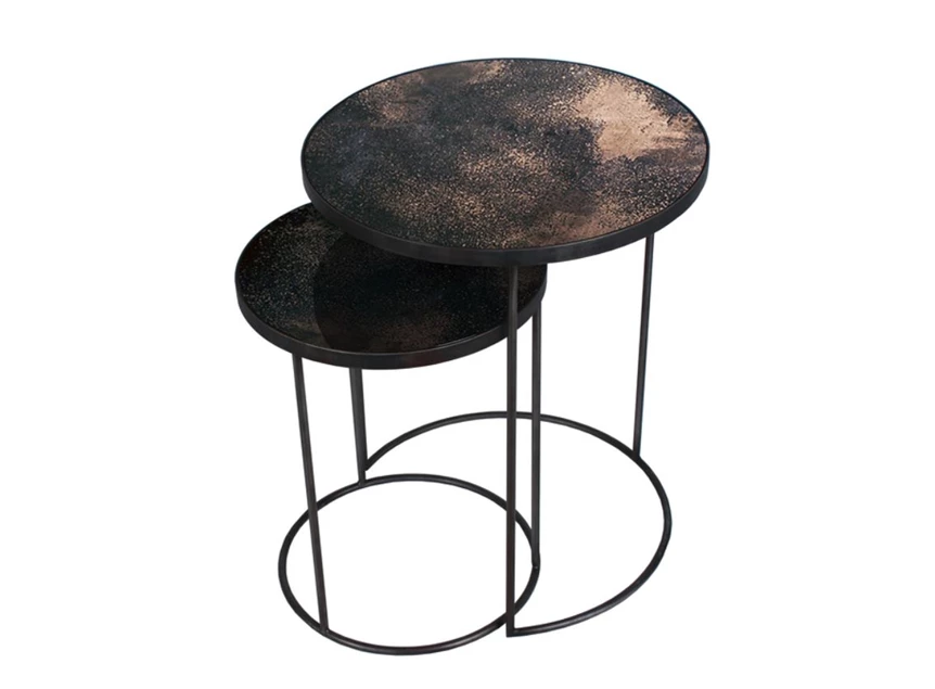Bronze Nesting Side Table 20702 Notre Monde glas metaal zwart	