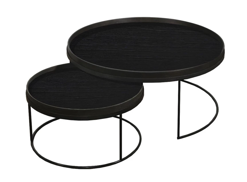 Round Tray Table Set 20329 Notre Monde metaal zwart	