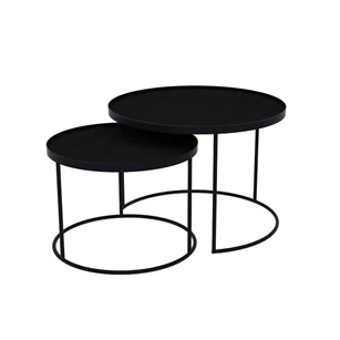 Round Tray Table Set 20726 Notre Monde metaal zwart	