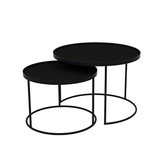 Round Tray Table Set 20726 Notre Monde metaal zwart	