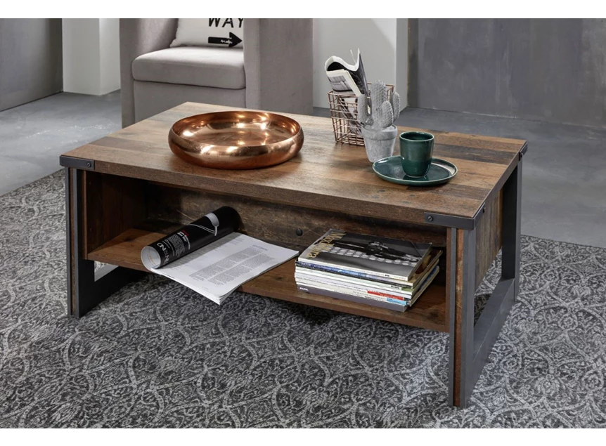 Prima finish hout matera salontafel coffee table 1868-108-23 trendteam industrieel old wood