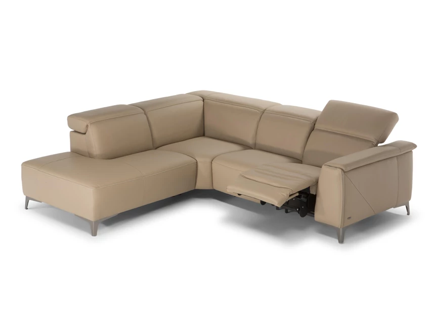 Hoeksalon Trionfo C074 Natuzzi Editions in taup leder met relax