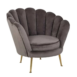 Perla stone velvet richmond interiors s4439 schelp fauteuil bijzetzetel rvs goudkleurig