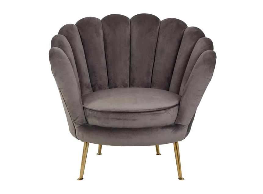 Perla richmond interiors fauteuil bijzetzetel rvs goudkleurig stone velvet s4439 schelp