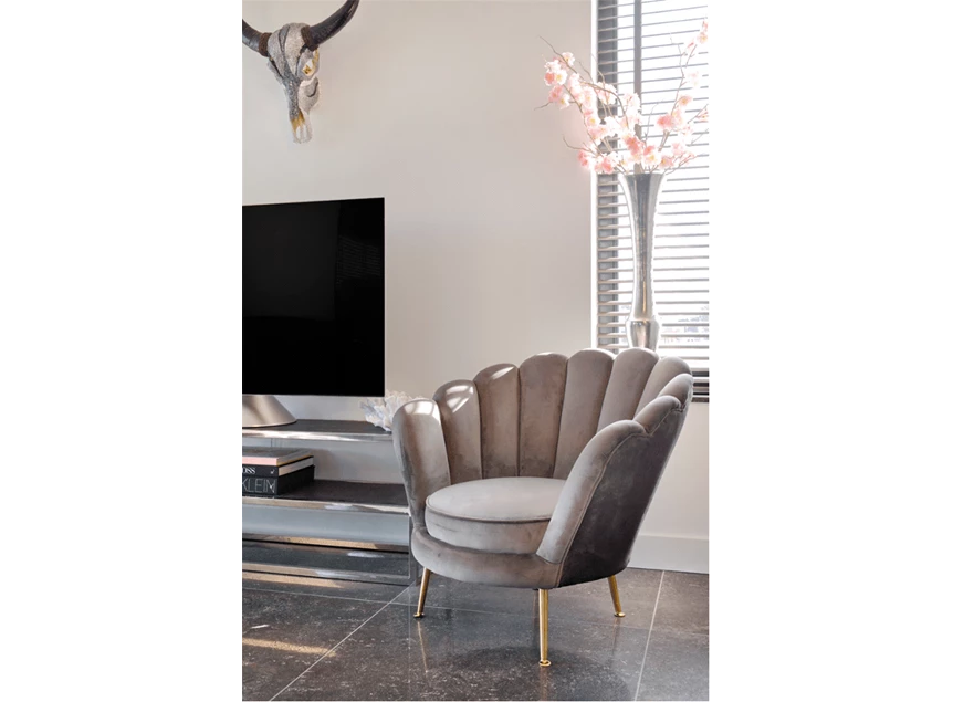 Perla stone velvet richmond interiors s4439 schelp bijzetzetel rvs goudkleurig fauteuil