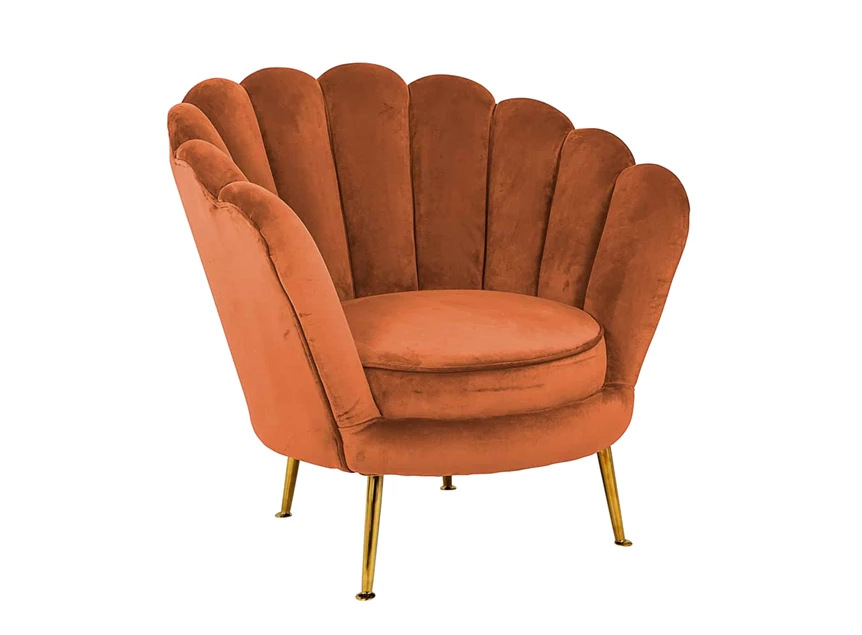 Perla rust velvet richmond interiors s4439 schelp bijzetzetel rvs goudkleurig fauteuil
