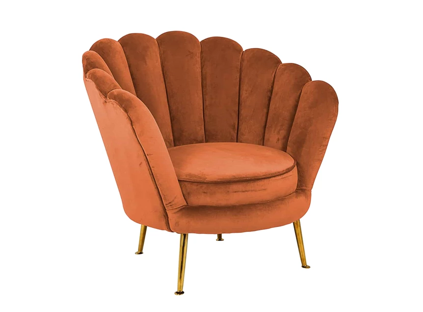 Perla rust velvet richmond interiors s4439 schelp bijzetzetel rvs goudkleurig fauteuil