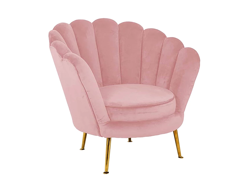 Perla pink velvet richmond interiors s4439 schelp bijzetzetel rvs goudkleurig fauteuil