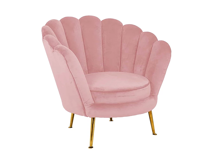 Perla pink velvet richmond interiors s4439 schelp bijzetzetel rvs goudkleurig fauteuil