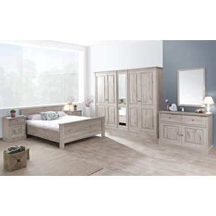 Kent meubar slaapkamer landelijk millenium eik licht grijs bedset 160cm nachttafels