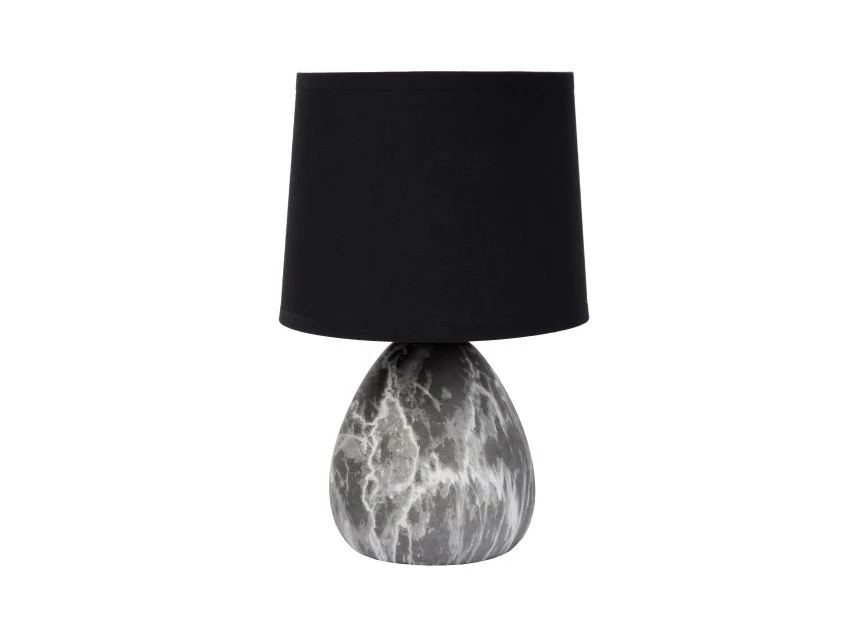47508-81-30 marmo tafellamp lucide zwart keramiek linnen kap marmerlook e14