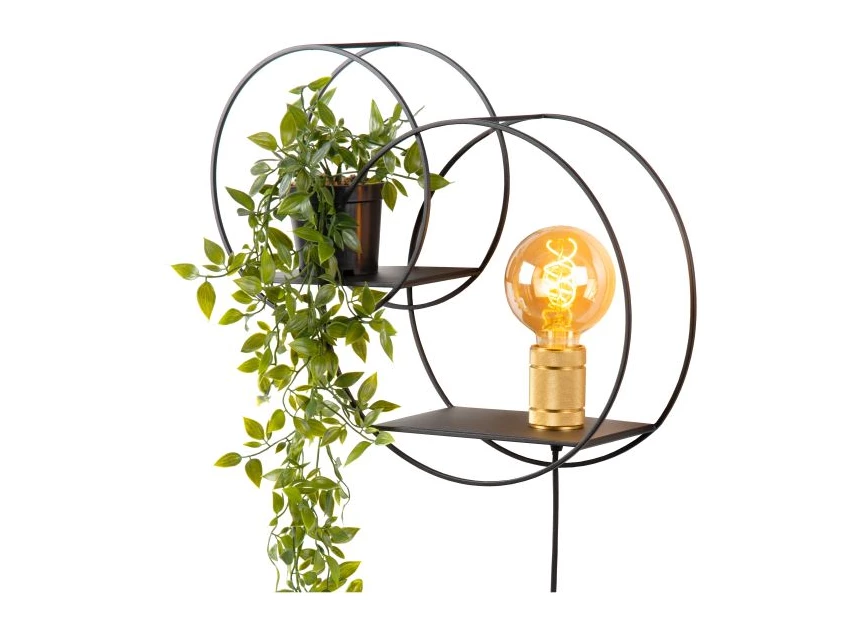 21225-01-30 circle wandlamp schakelaar e27 decoratief rekje lucide met plant