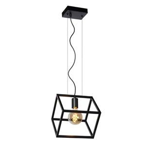 00425-01-30 fabian hanglamp 1L LED E27 kubus gekanteld frame lucide brandend schuin
