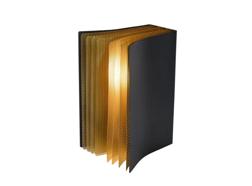 78596-01-30 livret tafellamp lucide boek metaal zwart goud E14 LED brandend
