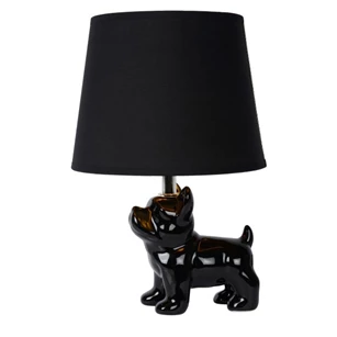 13533-81-30 sir winston tafellamp zwart linnen kap porselein lucide E14 LED bulldog