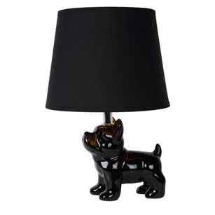 13533-81-30 sir winston tafellamp zwart linnen kap porselein lucide E14 LED bulldog