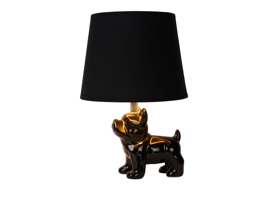 13533-81-30 sir winston tafellamp zwart porselein lucide E14 LED bulldog brandend