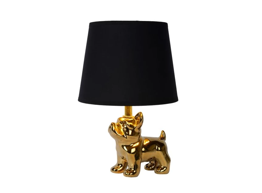 13533-81-10 sir winston tafellamp zwart goud porselein lucide E14 LED bulldog brandend